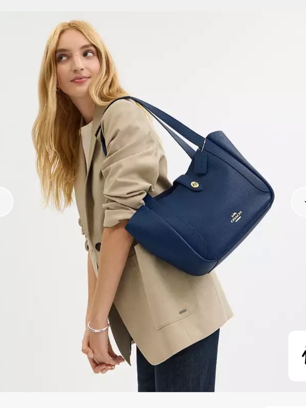 Coach Hadley Turnlock Pebbled Leather Tote Bag in Cream/Chalk| Everyday Work Bag - Picture 10 of 15